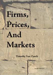 Firms, Prices, And Markets Timothy Van Zandt