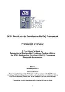 SC21 Relationship Excellence (RelEx) Framework  Framework Overview A Practitioner’s Guide to: Conducting a Relationship Excellence Review utilising the SC21 Relationship Excellence (RelEx) Framework