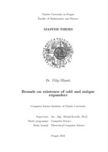 Charles University in Prague Faculty of Mathematics and Physics MASTER THESIS  Bc. Filip Hl´asek
