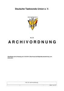 Deutsche Taekwondo Union e. V.  Nr. 23 ARCHIVORDNUNG