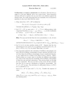 Analysis III/IV (Math 3011, MathExercise SheetDo Exercises 1, 2 and 4 as homework over Christmas. Exercise 4(b),(c)