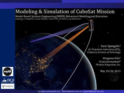 Modeling & Simulation of CubeSat Mission Model-Based Systems Engineering (MBSE) Behavioral Modeling and Execution Integration of MagicDraw, Cameo Simulation Toolkit, STK, and Matlab using ModelCenter Sara Spangelo1 Jet P