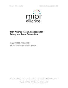 MIPI Alliance Recommendation for Debug and Trace Connectors