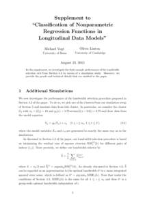 Supplement to “Classification of Nonparametric Regression Functions in Longitudinal Data Models” Michael Vogt