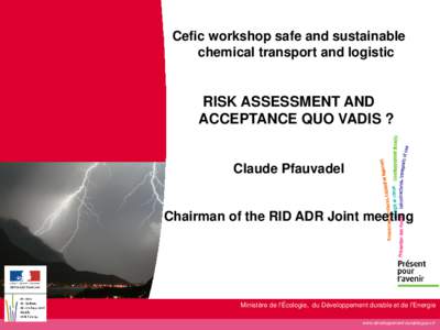 Cefic workshop safe and sustainable chemical transport and logistic RISK ASSESSMENT AND ACCEPTANCE QUO VADIS ?