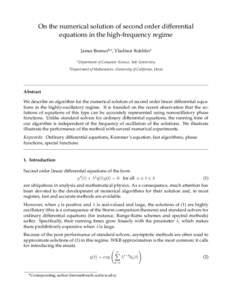 On the numerical solution of second order differential equations in the high-frequency regime James Bremerb,˚, Vladimir Rokhlina a b