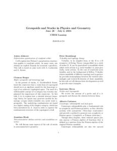 Groupoids and Stacks in Physics and Geometry June 28 – July 2, 2004 CIRM Luminy Abstracts  Anton Alekseev