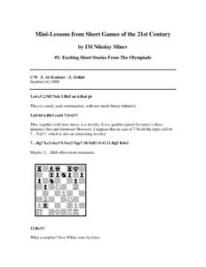 Mini-Lessons from Short Games of the 21st Century by IM Nikolay Minev #1: Exciting Short Stories From The Olympiads C70 Z. Al-Zendani – Z. Dollah Istanbul (ol) 2000