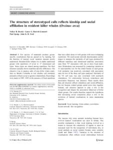 Naturwissenschaften DOI[removed]s00114[removed]z SHORT COMMUNICATION  The structure of stereotyped calls reflects kinship and social
