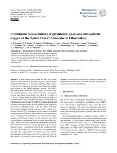 Atmos. Meas. Tech., 8, 2233–2250, 2015 www.atmos-meas-tech.netdoi:amt © Author(sCC Attribution 3.0 License.  Continuous measurements of greenhouse gases and atmospheric