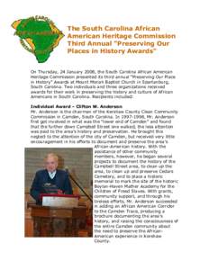 The South Carolina African American Heritage Commission Third Annual 
