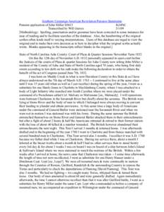 Southern Campaign American Revolution Pension Statements Pension application of John Miller S9415 fn34NC Transcribed by Will Graves[removed]Methodology: Spelling, punctuation and/or grammar have been corrected in some in