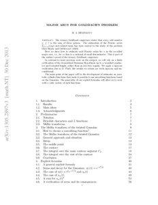 MAJOR ARCS FOR GOLDBACH’S PROBLEM  arXiv:1305.2897v3 [math.NT] 30 Dec 2013