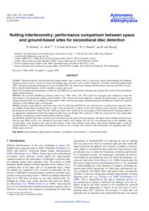 Nulling interferometry: performance comparison between space and ground-based sites for exozodiacal disc detection