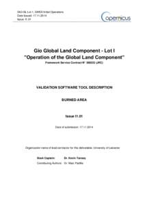 GIO-GL Lot 1, GMES Initial Operations Date Issued: Issue: I1.01 Gio Global Land Component - Lot I ”Operation of the Global Land Component”