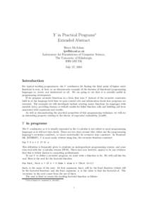 Y in Practical Programs∗ Extended Abstract Bruce McAdam  Laboratory for Foundations of Computer Science, The University of Edinburgh,