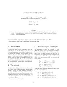 Twofish Technical Report #5  Impossible differentials in Twofish Niels Ferguson∗ October 19, 1999