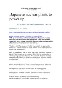 ITER Forum Website update 6/12 B.J.GreenJapanese nuclear plants to power up 1.