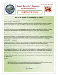County Executive’s Newsletter to the Commission January[removed]Page One  HAPPY NEW YEAR!