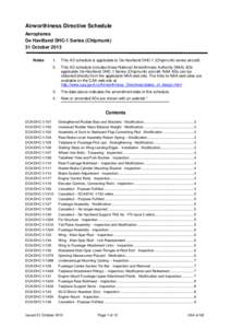 Airworthiness Directive Schedule Aeroplanes De Havilland DHC-1 Series (Chipmunk) 31 October 2013 Notes
