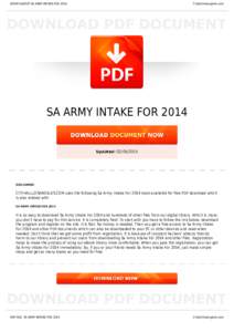 BOOKS ABOUT SA ARMY INTAKE FORCityhalllosangeles.com SA ARMY INTAKE FOR 2014