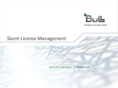 Slurm License Management  Slurm 2013 User Group SLURM User’s Group, 2013