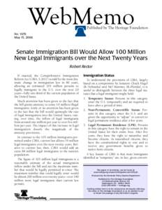 WebMemo  Published by The Heritage Foundation NoMay 15, 2006