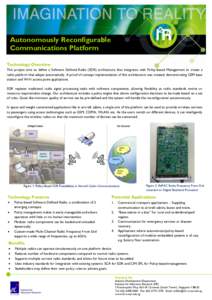 Autonomously Reconfigurable Communications Platform Technology Overview This project aims to define a Software Defined Radio (SDR) architecture that integrates with Policy-based Management to create a radio platform that