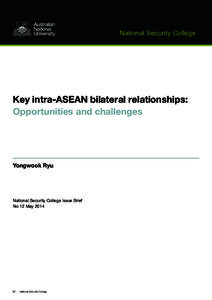 National Security College  Key intra-ASEAN bilateral relationships: Opportunities and challenges  Yongwook Ryu