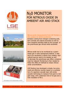 N20 MONITOR  FOR NITROUS OXIDE IN AMBIENT AIR AND STACK  Nitrous oxide measurements from LSE Monitors: a