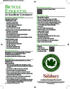 BikeEtiquette_S14_Layout[removed]:04 AM Page 1  BICYCLE ETIQUETTE  AT SALISBURY UNIVERSITY