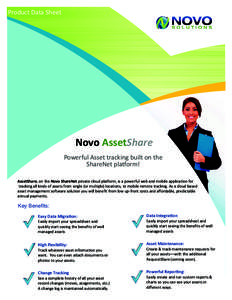 Product Data Sheet  Novo AssetShare Powerful Asset tracking built on the ShareNet platform! AssetShare, on the Novo ShareNet private cloud platform, is a powerful web and mobile application for