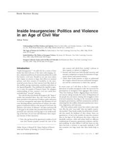 Sociology / Civil war / Greed versus grievance / The Logic of Violence in Civil War / Ethnic conflict / Paul Collier / Insurgency / Political violence / Guerrilla warfare / War / Violence / Ethics