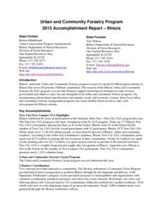 Urban and Community Forestry Program 2015 Accomplishment Report Illinois