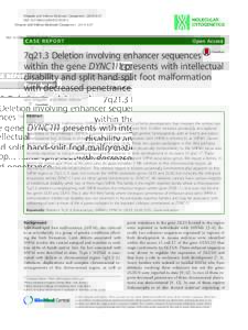 7q21.3 Deletion involving enhancer sequences within the gene DYNC1I1 presents with intellectual disability and split hand-split foot malformation with decreased penetrance