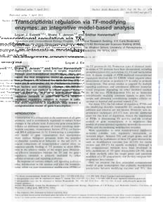 Published online 5 AprilNucleic Acids Research, 2011, Vol. 39, No. 12 e78 doi:nar/gkr172  Transcriptional regulation via TF-modifying
