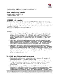 The United States Hang Gliding and Paragliding Association, Inc.  Pilot Proficiency System Standard Operating Procedure[removed]Last Amended March, 2014