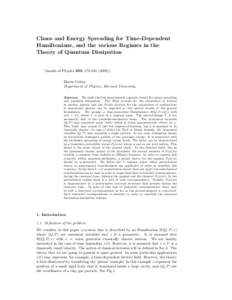 Chaos and Energy Spreading for Time-Dependent Hamiltonians, and the various Regimes in the Theory of Quantum Dissipation [Annals of Physics 283, [removed]Doron Cohen