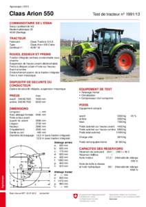 Agroscope | 2013  Claas Arion 550 Test de tracteur no