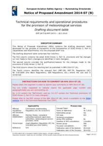 European Aviation Safety Agency — Rulemaking Directorate  Notice of Proposed AmendmentB) Technical requirements and operational procedures for the provision of meteorological services Drafting document table