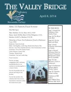 THE VALLEY BRIDGE Presbytery of April 8, 2014