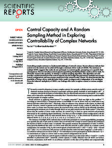 OPEN SUBJECT AREAS: STATISTICAL PHYSICS COMPLEX NETWORKS APPLIED PHYSICS