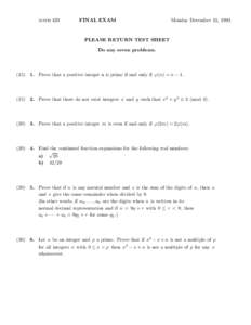 Diophantine equations / Prime number / Quadratic forms / Erdős–Straus conjecture / Primality certificate / Mathematics / Integer sequences / Number theory