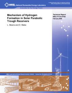 Mechanism of Hydrogen Formation in Solar Parabolic Trough Receivers