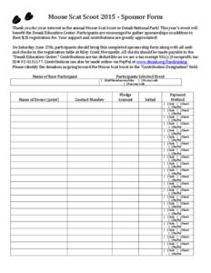 Moose Scat ScootSponsor Form Thank you for your interest in the annual Moose Scat Scoot in Denali National Park! This year’s event will benefit the Denali Education Center. Participants are encouraged to gather