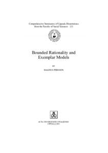 Comprehensive Summaries of Uppsala Dissertations from the Faculty of Social Sciences 131 Bounded Rationality and Exemplar Models BY