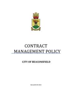 CONTRACT MANAGEMENT POLICY CITY OF BEACONSFIELD Revised