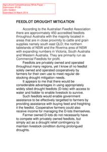 Agricultural Competitiveness White Paper – Submission IP136 John Seddon Submitted 24 MarchFEEDLOT DROUGHT MITIGATION