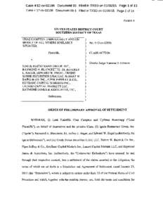 Chaz Campton, et al. v. Ignite Restaurant Group, Inc., et al. 12-CV[removed]Order of Preliminarily Approval of Settlement