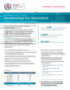 ENTERPRISE RESOURCE PLANNING  Partnerships For Innovators Creating Tools for the Non-Financial Accounting Market  ABOUT THE ENTERPRISE RESOURCE PLANNING
